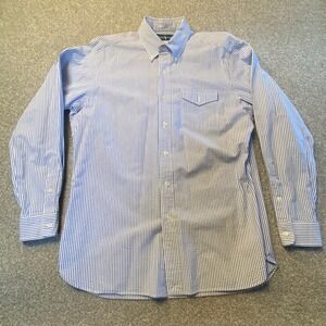 Ralph Lauren Mens Seersucker Striped Button Down Shirt Blue White Medium M